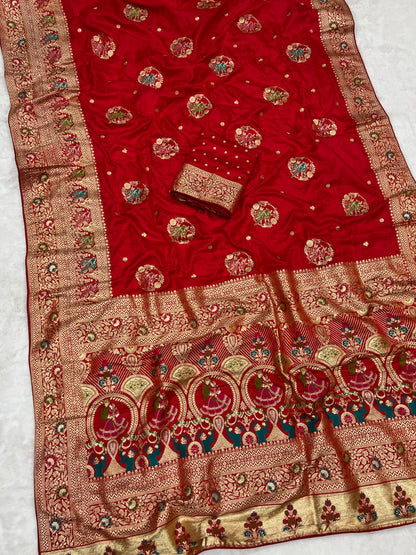 Dola Viscose Silk Sarees with Meenakari Zari Weaving