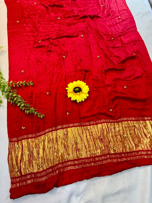 Gajji Silk Gunguru Sarees with Lagdi Patta & Rich Pallu