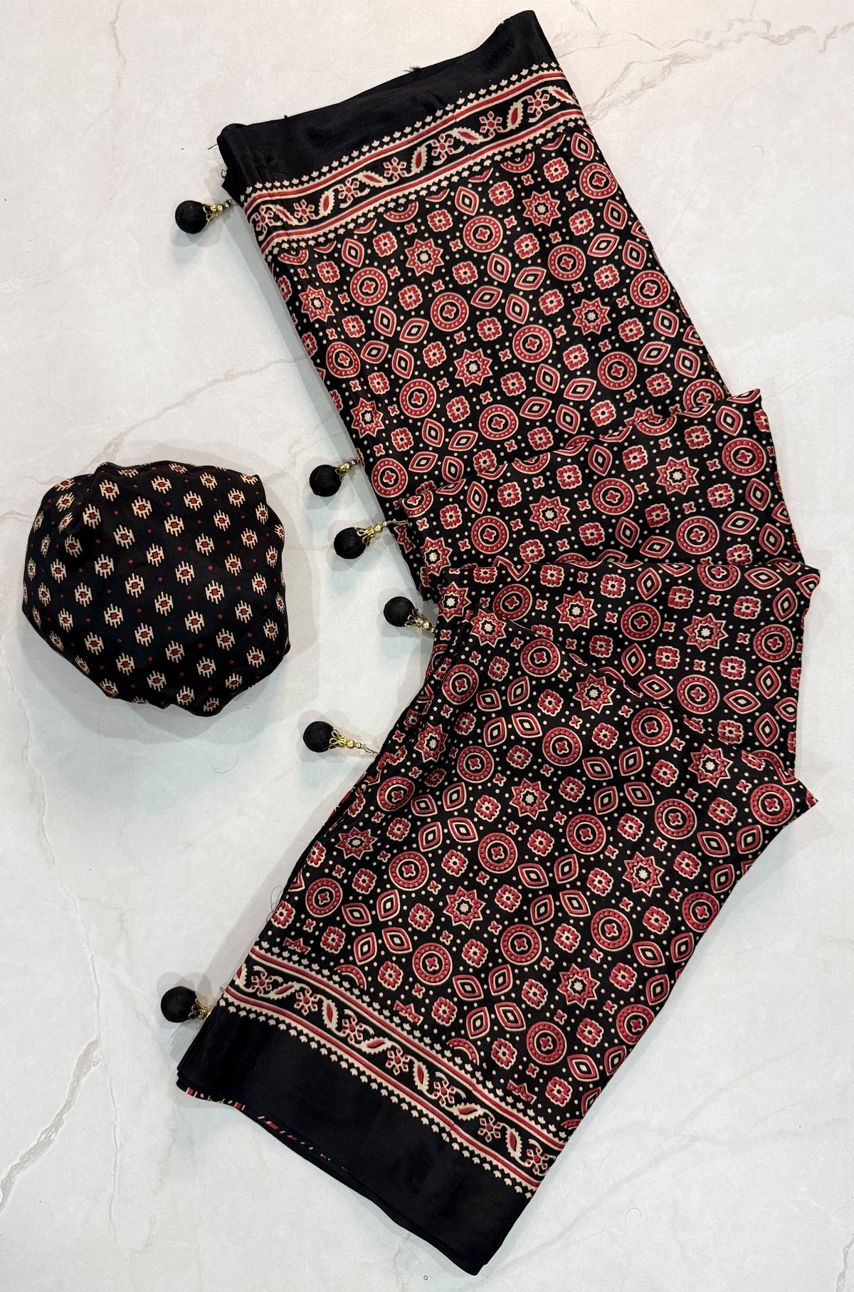 Ajrakh Semi Modal Silk Sarees