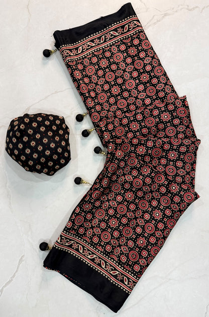 Ajrakh Semi Modal Silk Sarees