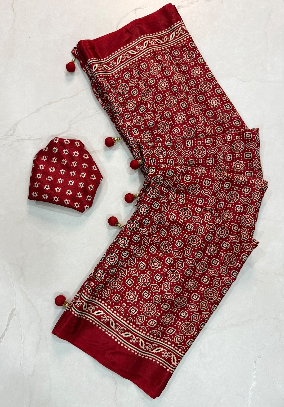 Ajrakh Semi Modal Silk Sarees