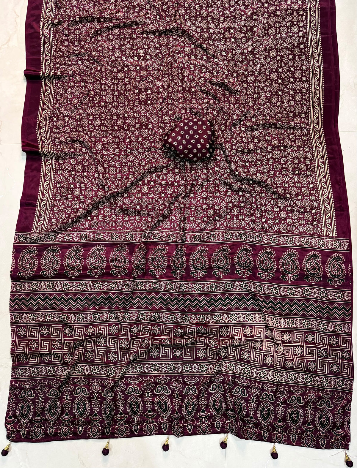 Ajrakh Semi Modal Silk Sarees