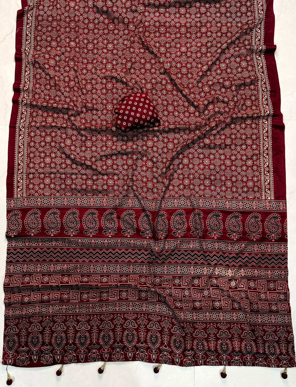 Ajrakh Semi Modal Silk Sarees