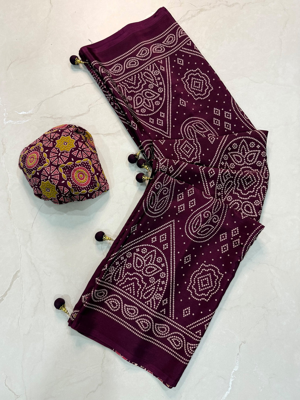 Ajrakh Semi Modal Silk Sarees