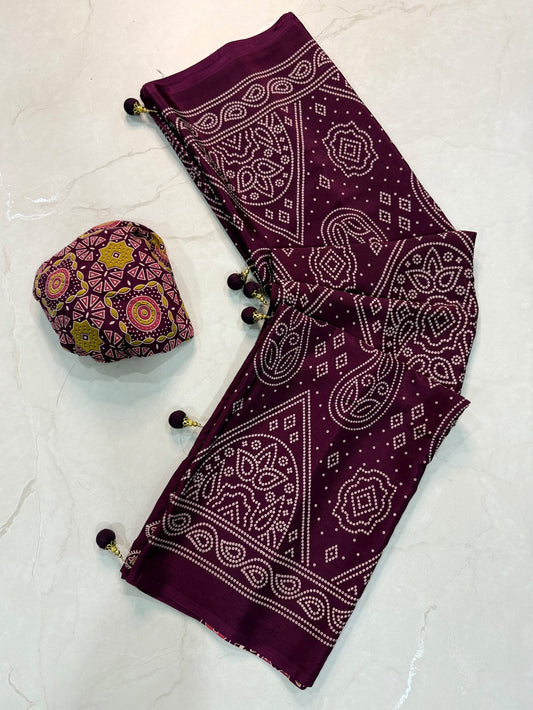 Ajrakh Semi Modal Silk Sarees