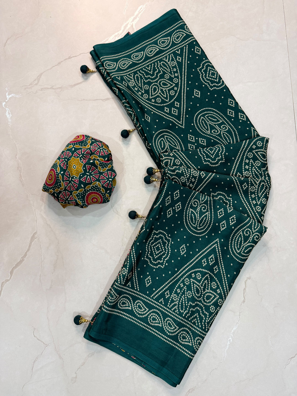 Ajrakh Semi Modal Silk Sarees