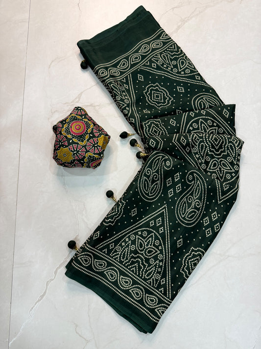 Ajrakh Semi Modal Silk Sarees