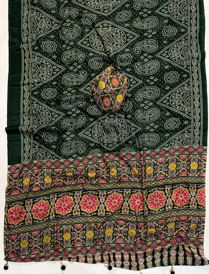 Ajrakh Semi Modal Silk Sarees
