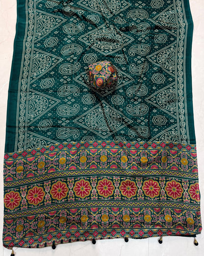 Ajrakh Semi Modal Silk Sarees