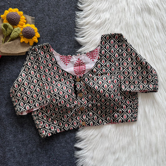 Regular Size Ajrakh Reversible Maslin Silk Readymade Side Elastic Blouses