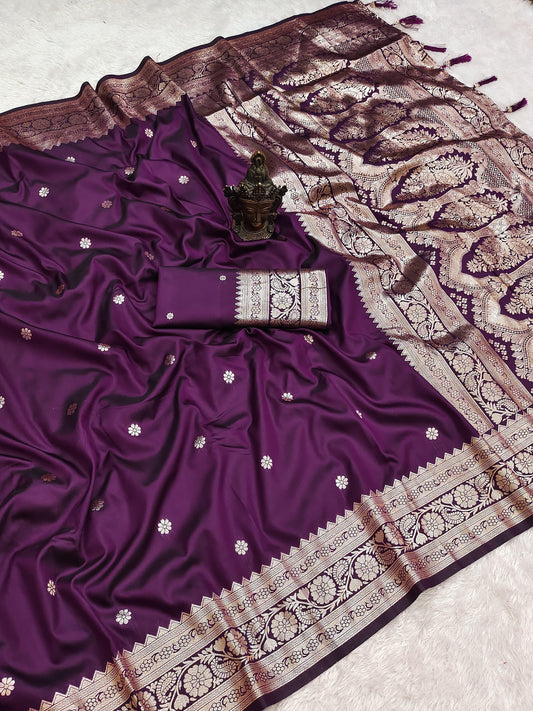 Soft Two-Tone Banarasi Silk Weaving Sarees
