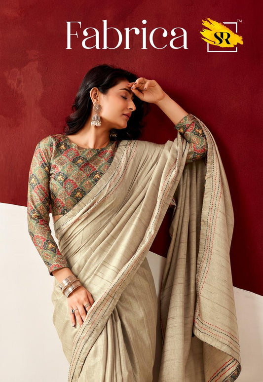 Semi Tussar Silk Sarees with Katha Thread Work Borders