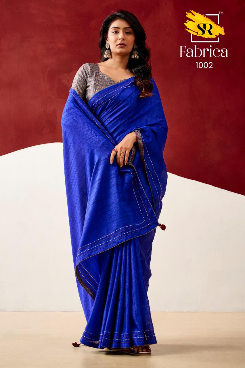 Semi Tussar Silk Sarees with Katha Thread Work Borders