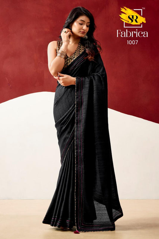 Semi Tussar Silk Sarees with Katha Thread Work Borders