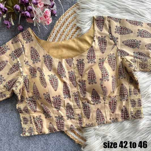 Plus Size Ajrakh Maslin Silk Readymade Blouses