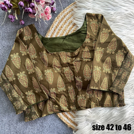 Plus Size Ajrakh Maslin Silk Readymade Blouses