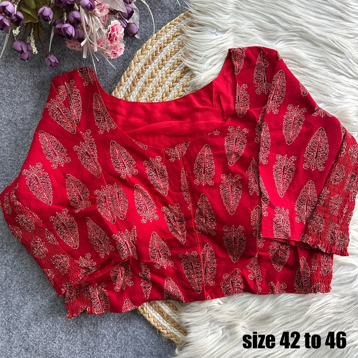 Plus Size Ajrakh Maslin Silk Readymade Blouses