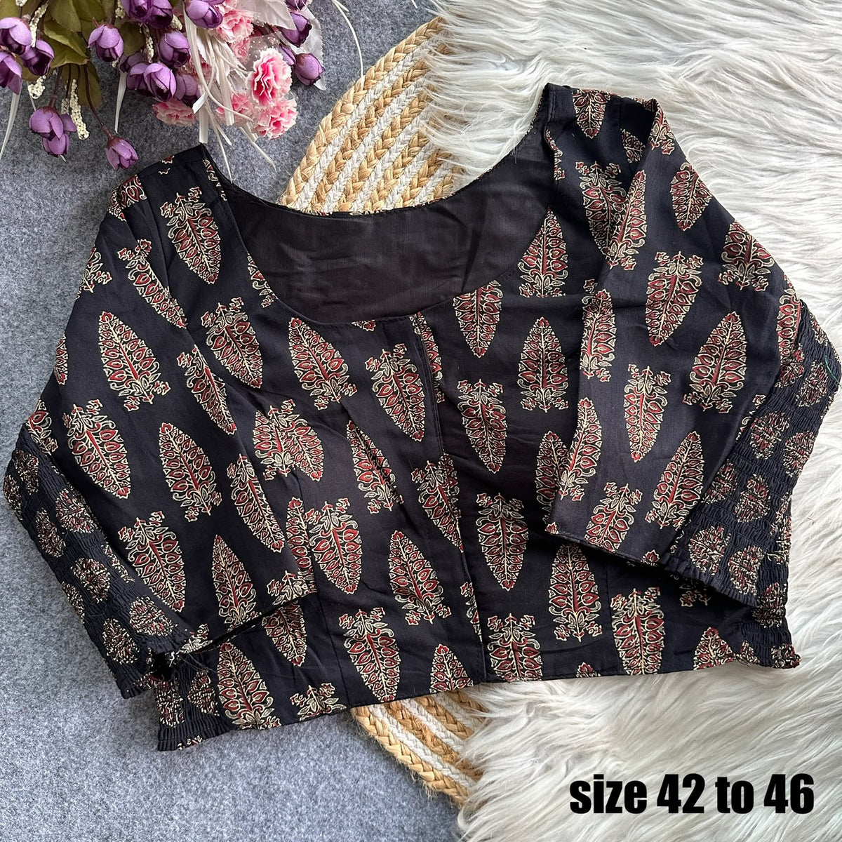 Plus Size Ajrakh Maslin Silk Readymade Blouses