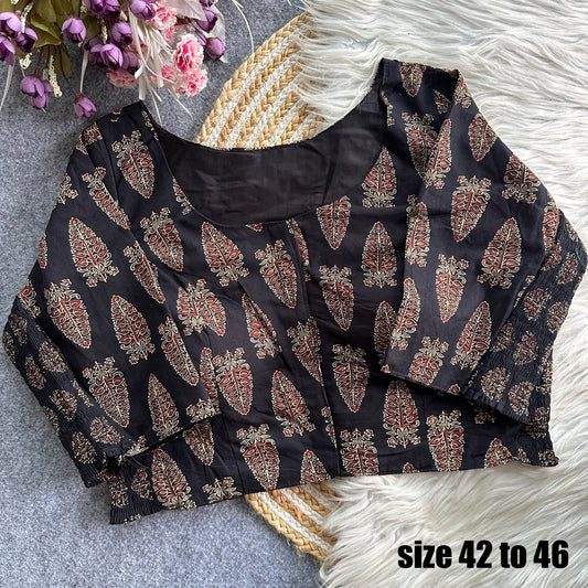 Plus Size Ajrakh Maslin Silk Readymade Blouses