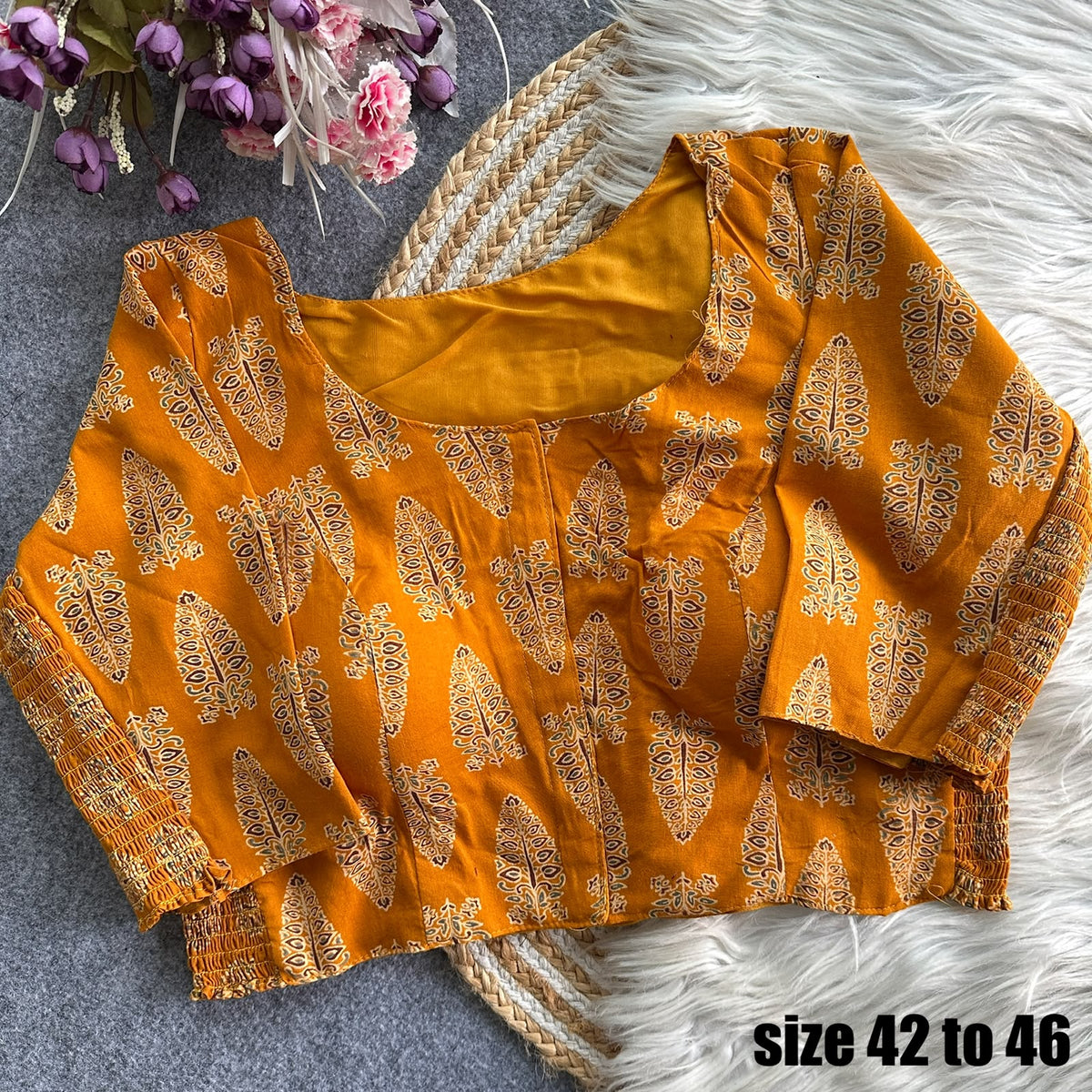 Plus Size Ajrakh Maslin Silk Readymade Blouses