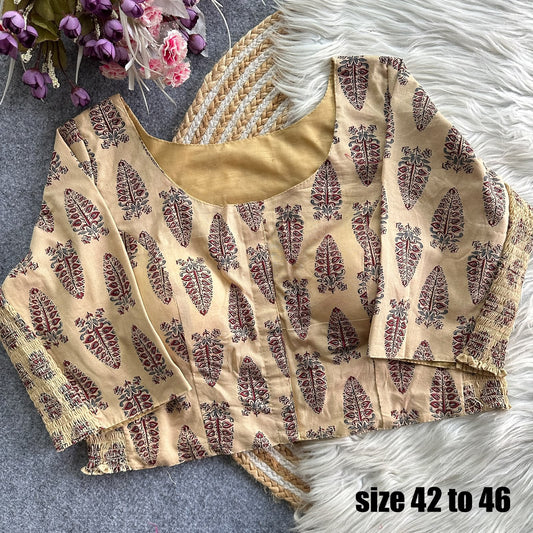 Plus Size Ajrakh Maslin Silk Readymade Blouses