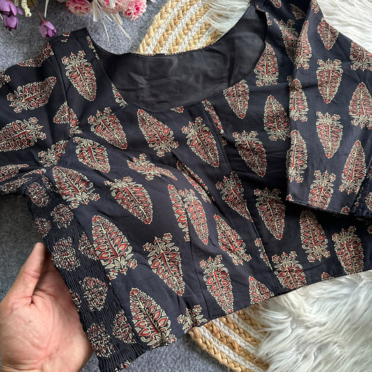 Plus Size Ajrakh Maslin Silk Readymade Blouses