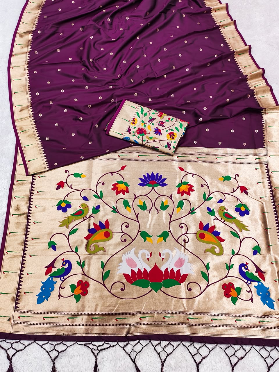 Semi Kanjivaram Silk Paithani Designer Sarees