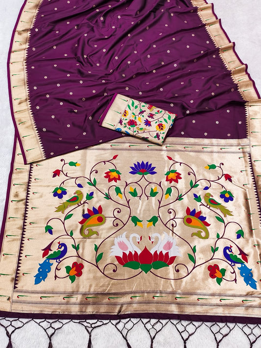 Semi Kanjivaram Silk Paithani Designer Sarees
