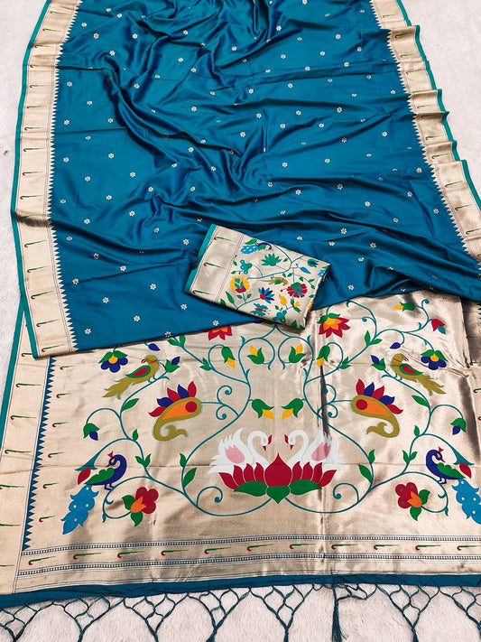 Semi Kanjivaram Silk Paithani Designer Sarees