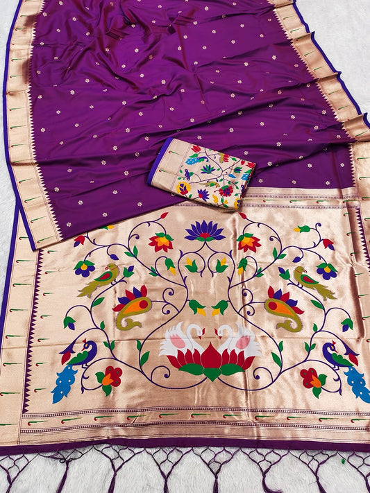 Semi Kanjivaram Silk Paithani Designer Sarees