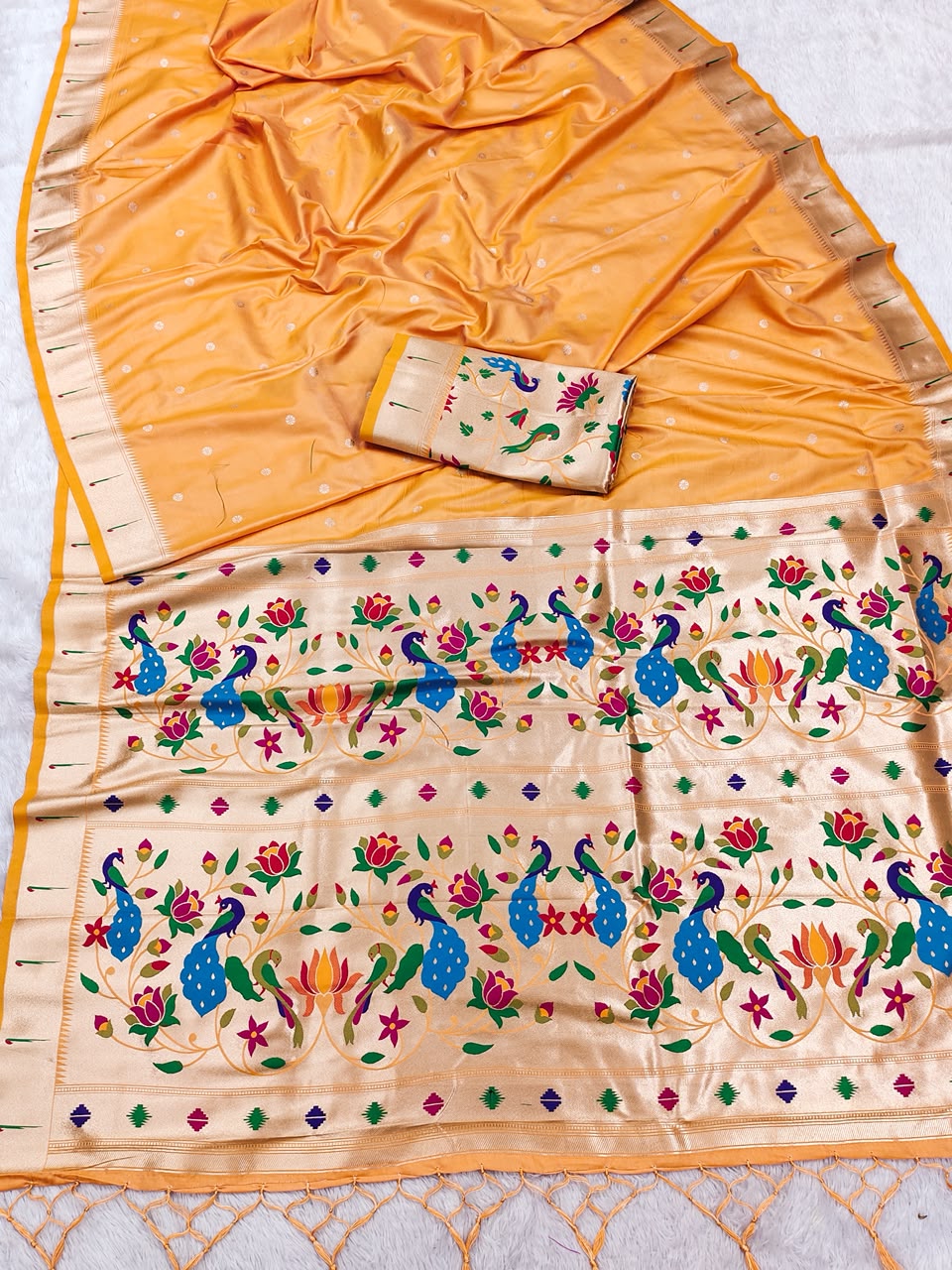 Semi Kanjivaram Silk Paithani Designer Sarees