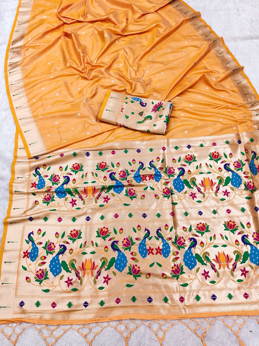 Semi Kanjivaram Silk Paithani Designer Sarees