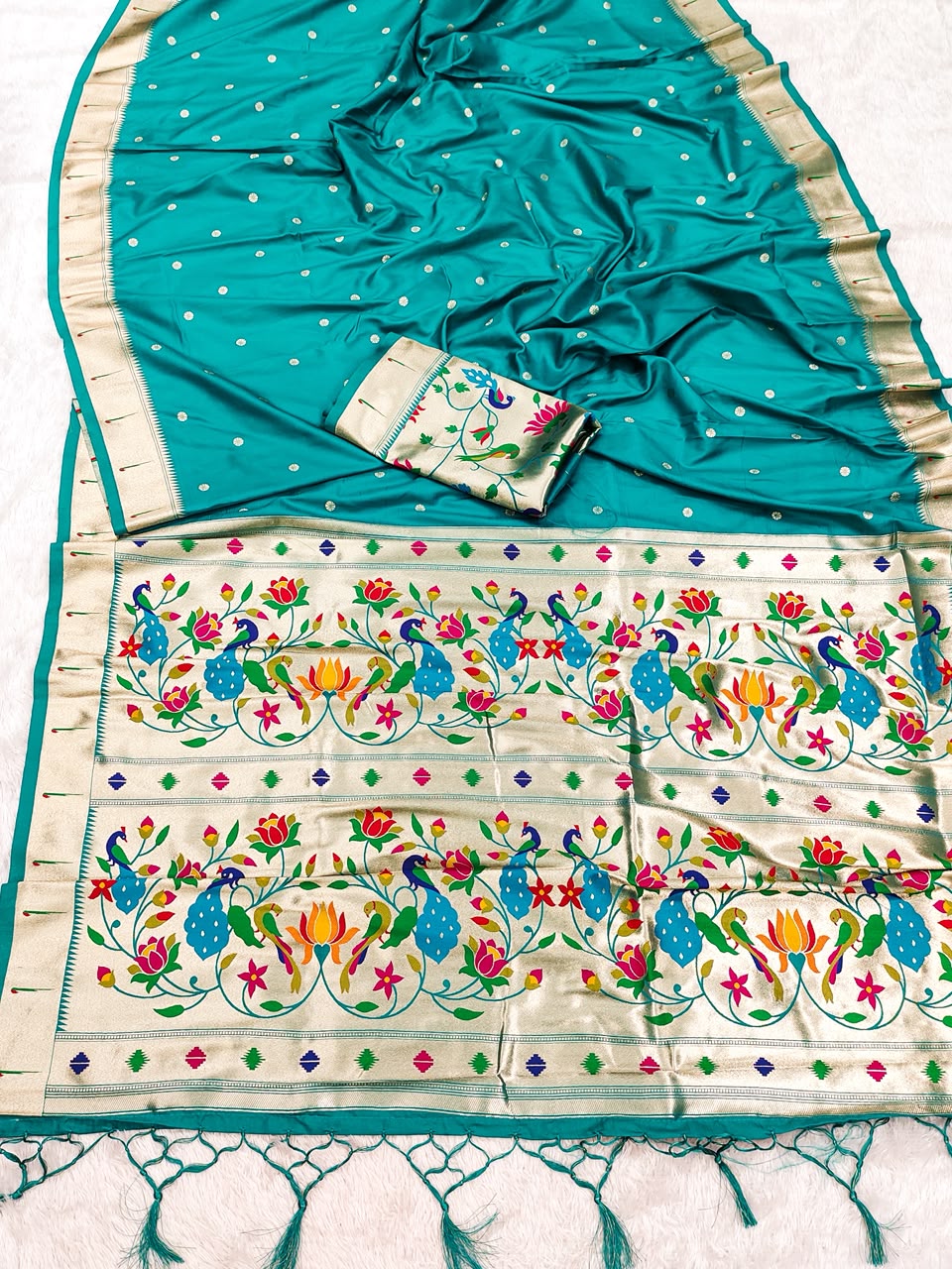 Semi Kanjivaram Silk Paithani Designer Sarees