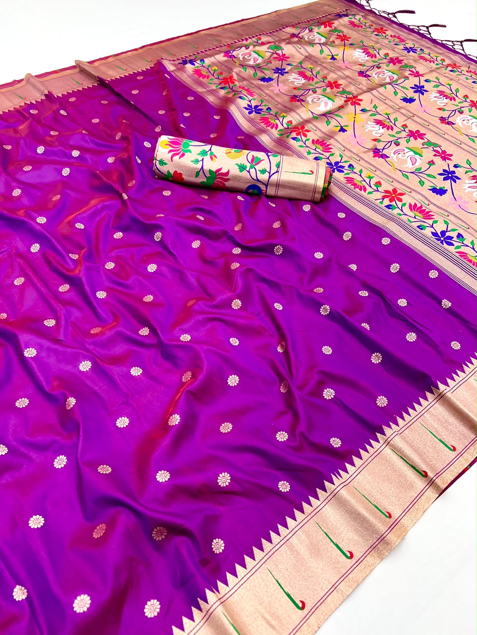Semi Kanjivaram Silk Paithani Designer Sarees
