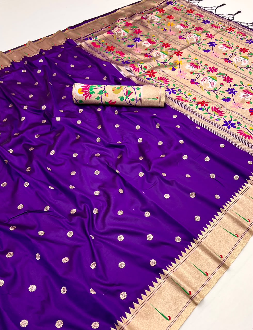 Semi Kanjivaram Silk Paithani Designer Sarees