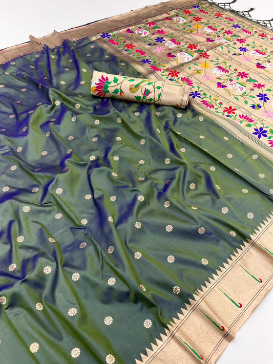 Semi Kanjivaram Silk Paithani Designer Sarees