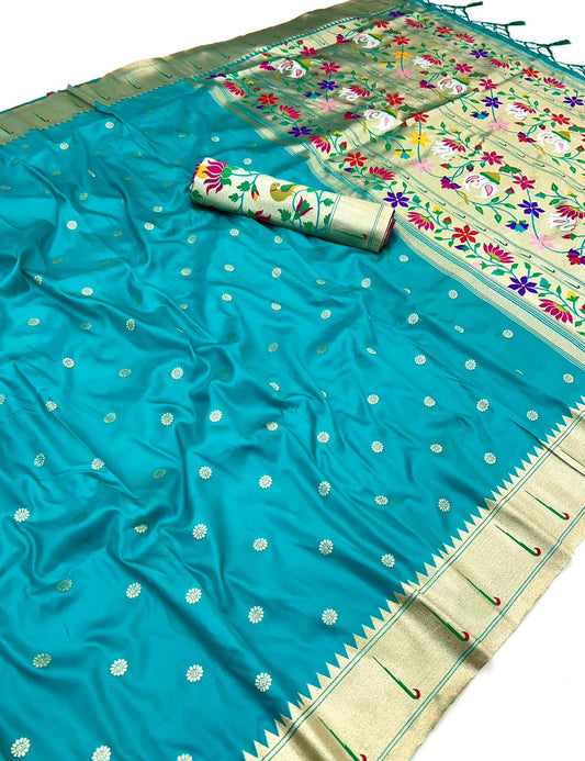 Semi Kanjivaram Silk Paithani Designer Sarees