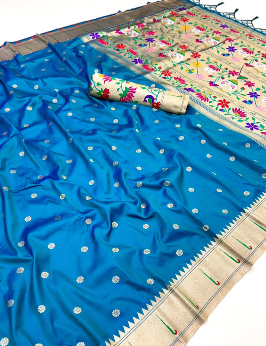 Semi Kanjivaram Silk Paithani Designer Sarees