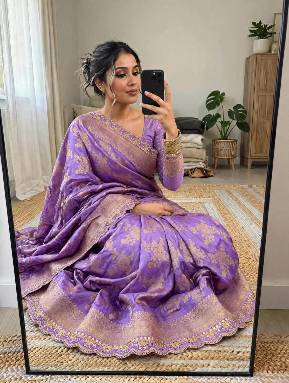 Semi Kanjivaram Jaal Floral Zari Weaving Sarees