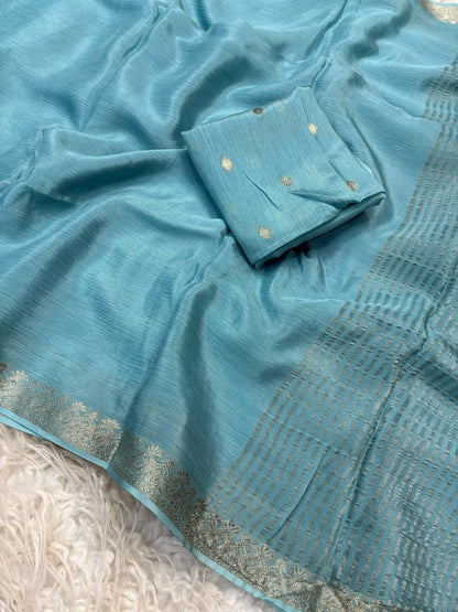 Viscose Georgette Silk Sarees with Viscose Zari Borders