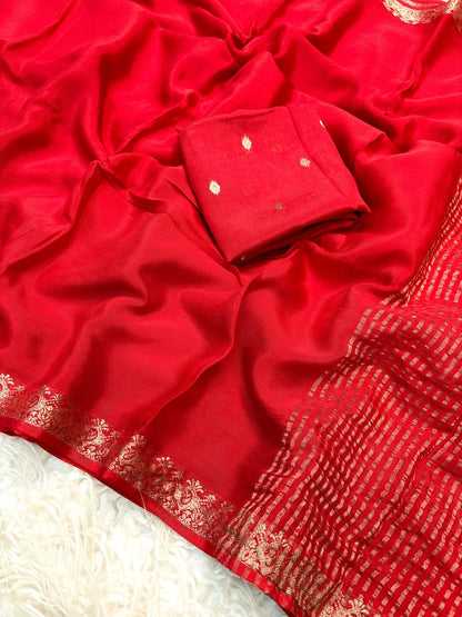 Viscose Georgette Silk Sarees with Viscose Zari Borders