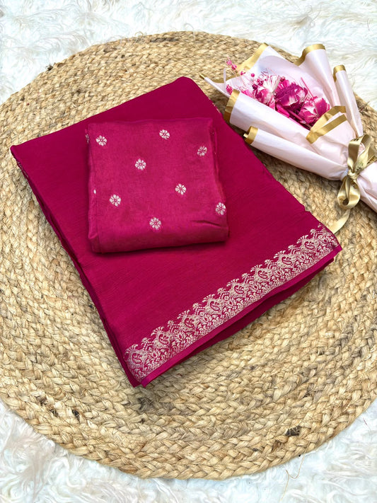 Viscose Georgette Silk Sarees with Viscose Zari Borders