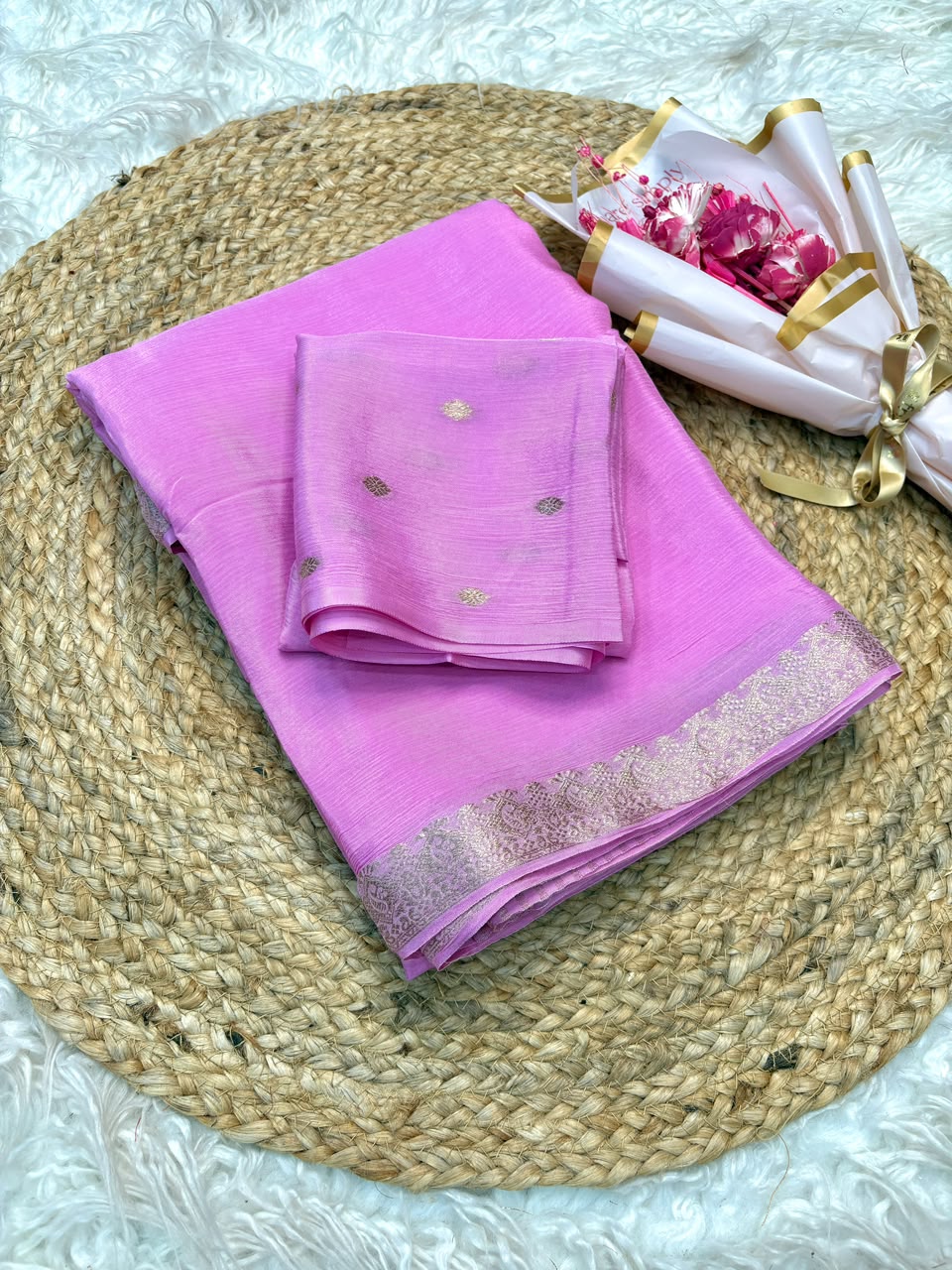 Viscose Georgette Silk Sarees with Viscose Zari Borders