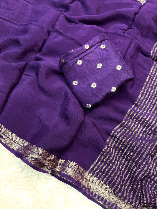 Viscose Georgette Silk Sarees with Viscose Zari Borders