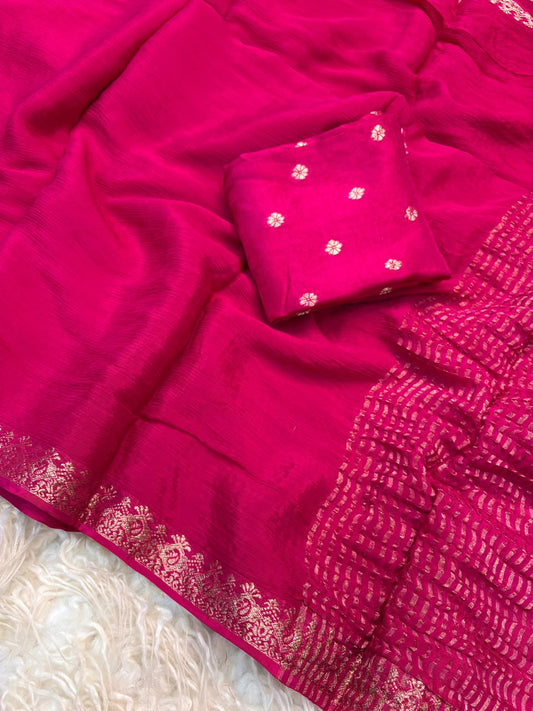 Viscose Georgette Silk Sarees with Viscose Zari Borders