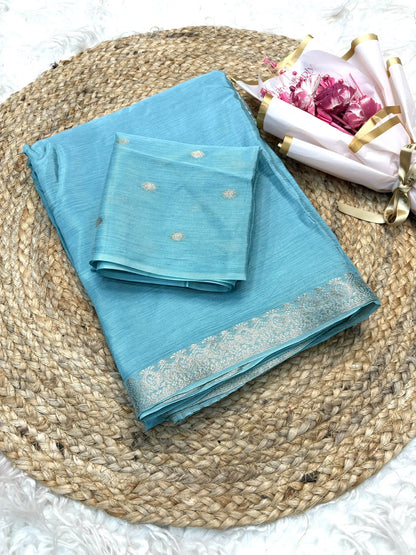 Viscose Georgette Silk Sarees with Viscose Zari Borders