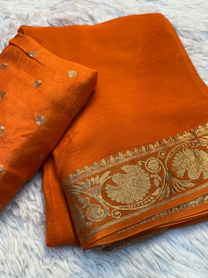 Viscose Mysori Crepe Silk Sarees with Viscose Zari Borders