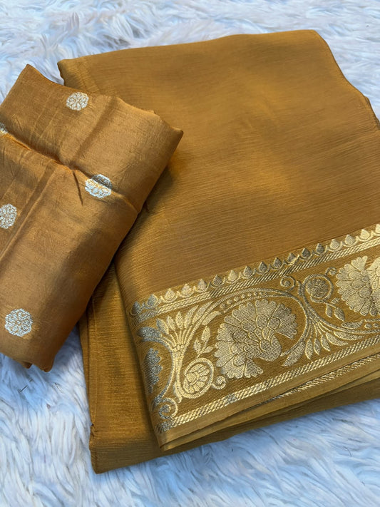 Viscose Mysori Crepe Silk Sarees with Viscose Zari Borders
