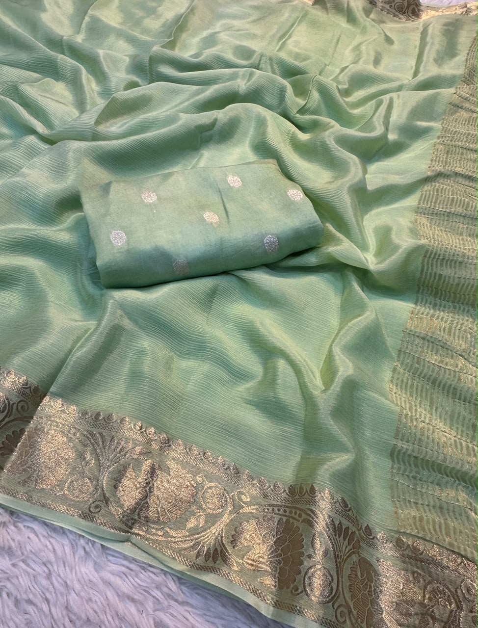 Viscose Mysori Crepe Silk Sarees with Viscose Zari Borders