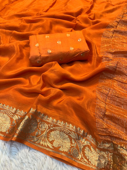 Viscose Mysori Crepe Silk Sarees with Viscose Zari Borders